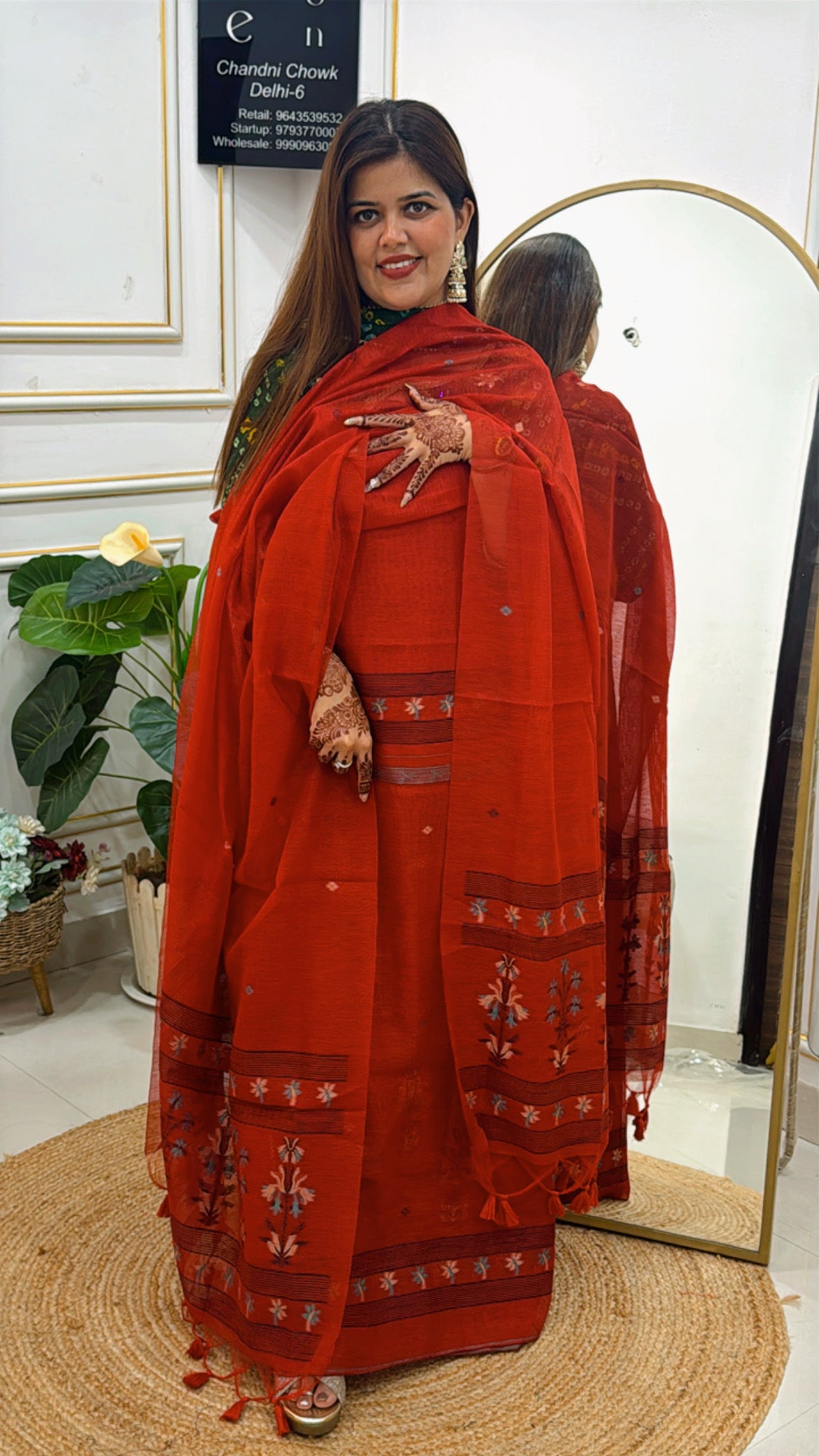 Hot-Selling Moonga Silk Weaved Jamdhani Suit Material with Matching Dupatta GF 368